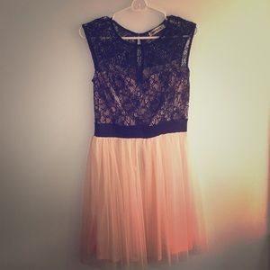 Black and pink lack dress